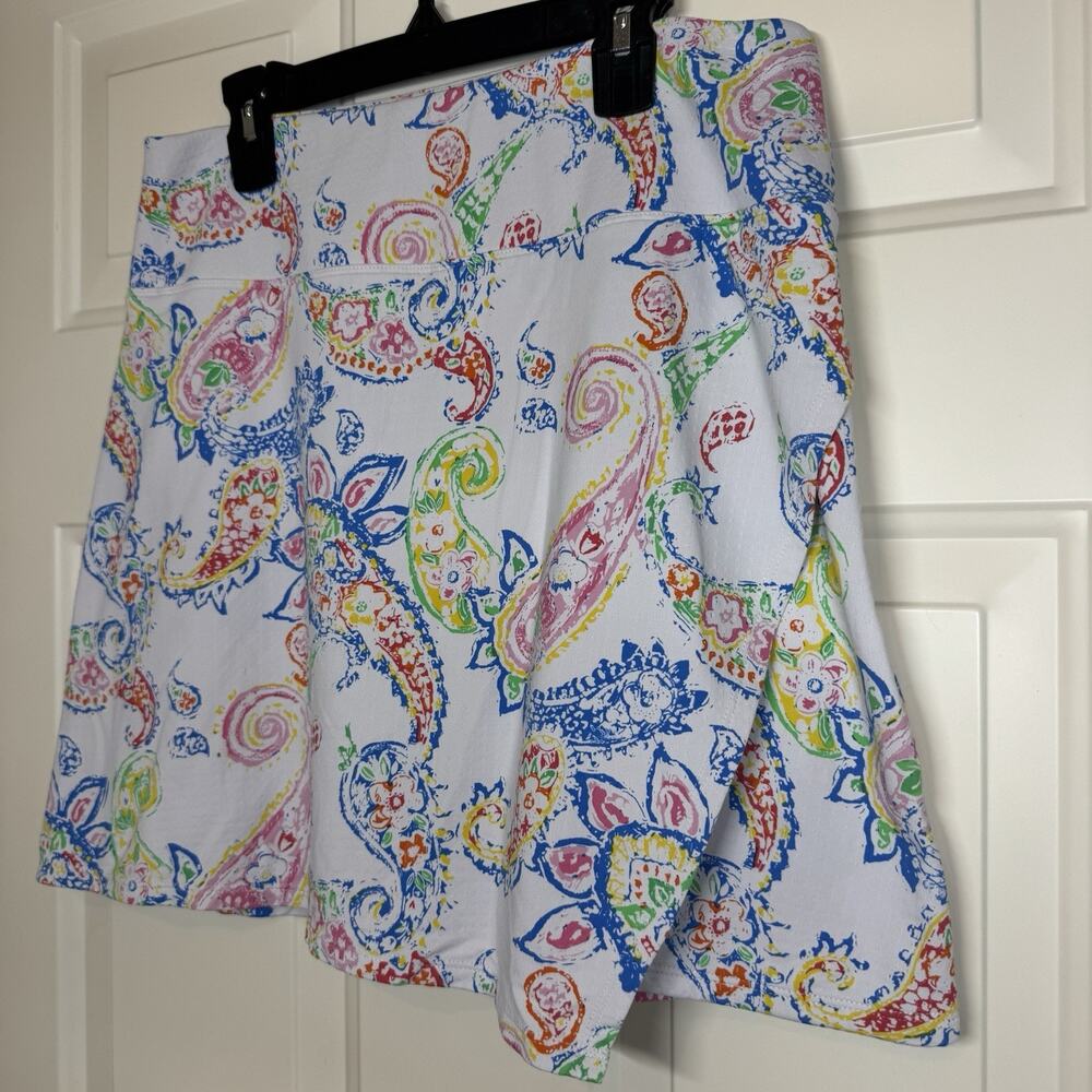 IBKUL Sharon Faux Wrap Skort White Multi Size Small Golf Tennis Skirt Women - Picture 2 of 5